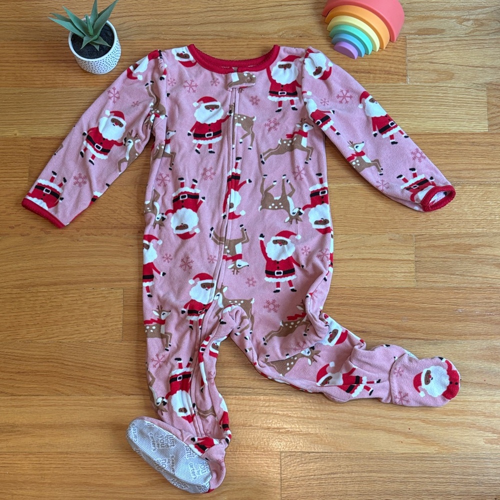4/$21 2T Carter’s Pink Santa and Reindeer Kids One Piece